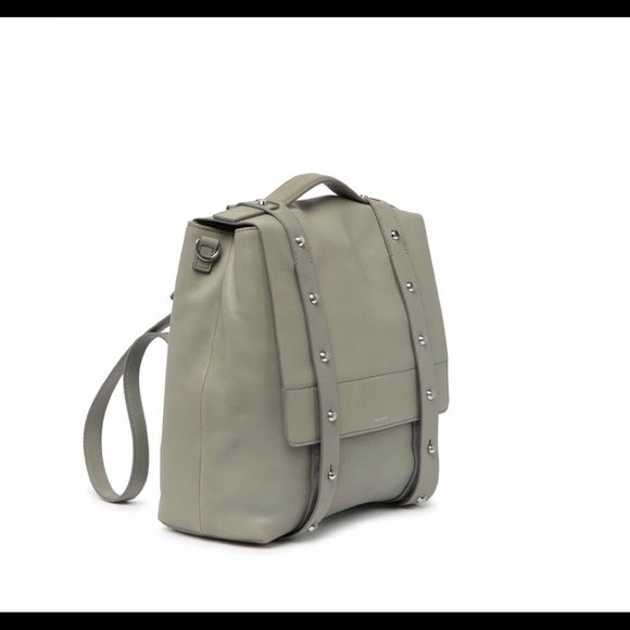 NEW AllSaints Sid Leather Backpack - Blue Grey - Picture 2 of 5